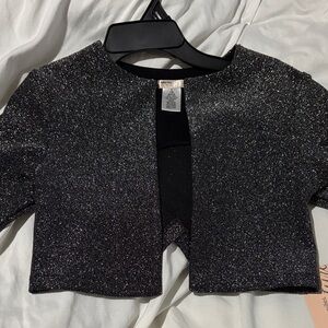 Sally Miller couture 7/8 Sparkly Black Open-Front Jacket new with out tags nwot